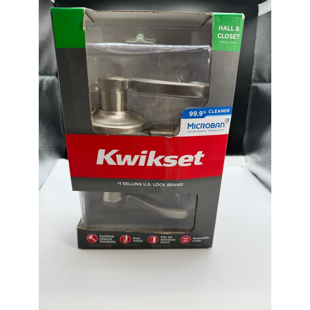 Kwikset Hall and Closet Door Lever Satin Nickel Microban Antimicrobial Handle